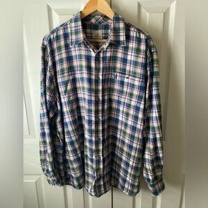 johnnie-O Pink/Blue Plaid Brushed Cotton Flannel Long Sleeve Button Up Shirt XL